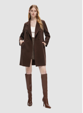 ELLASSAY歌力思秋冬新款绵羊毛简约西装领毛呢大衣女EWD354D02300