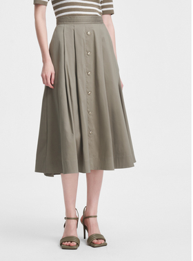 【安雅专属】歌力思春季新款棉烟熏橄榄绿伞摆半裙女EWW351Q02500