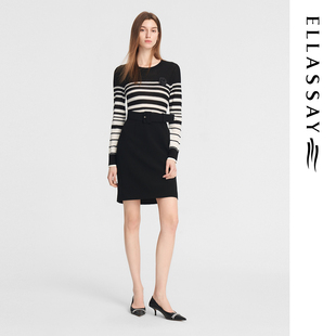 ELLASSAY歌力思早秋新款三醋纤假两件拼接连衣裙女EWE353Y02300