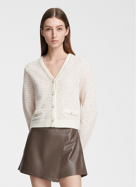 ELLASSAY歌力思春季新款小香风V领撞色针织衫女EWE351M05700