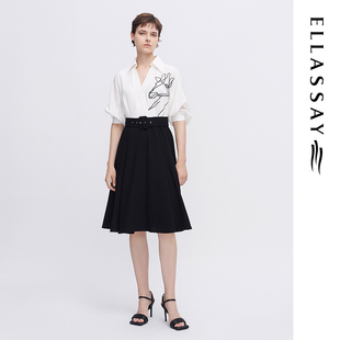 ELLASSAY歌力思夏季新款三醋酸衬衫式收腰连衣裙EWE342Y05800