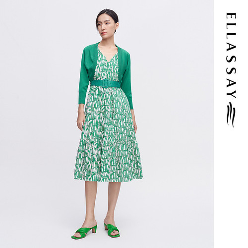 ELLASSAY歌力思夏季新款字母印花套装连衣裙女EWE342Y02900