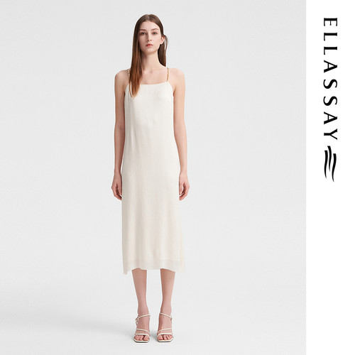 ELLASSAY歌力思夏季新款褶皱垂感显瘦吊带连衣裙女EWB352Y04300