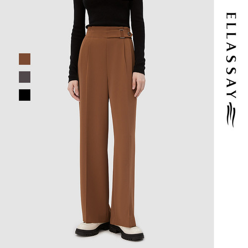 ELLASSAY歌力思秋季新款百搭直筒高腰休闲西裤女EWD343K00900