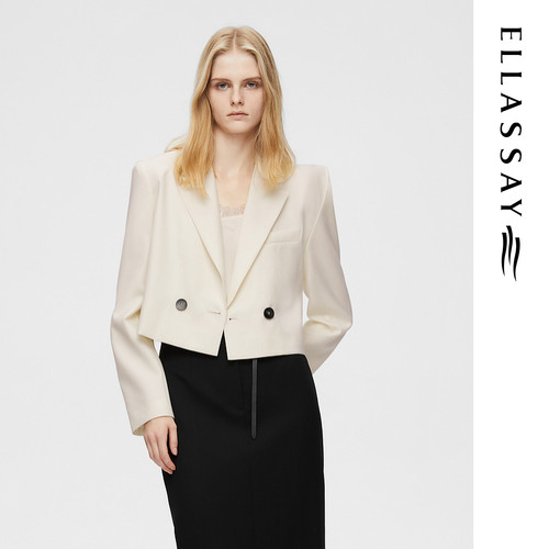 ELLASSAY歌力思2026早春新款绵羊毛时髦三醋酯西装女EWB361T00100
