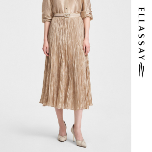 ELLASSAY歌力思2026夏季新款法式鎏金A摆裙半身裙女EWF351Q01800