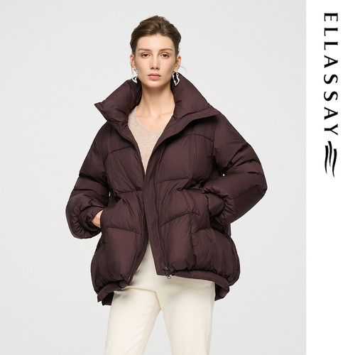 ELLASSAY歌力思冬季新款茧型立领鹅绒羽绒服女EWD363L04800