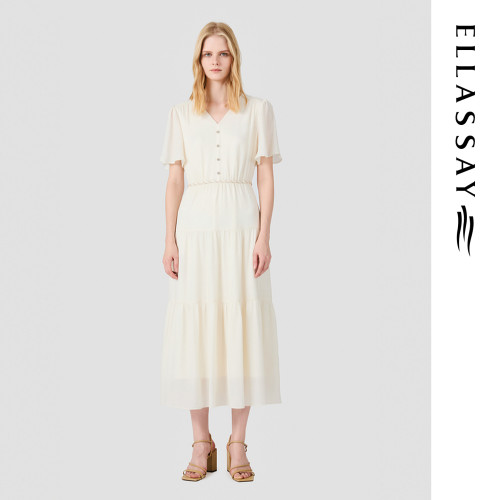 ELLASSAY歌力思夏季新款塔裙三层拼接大摆连衣裙女EWD362Y20500