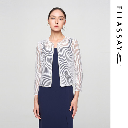 ELLASSAY歌力思早春新款立体剪裁气质简约无领西装女EWF365T05200