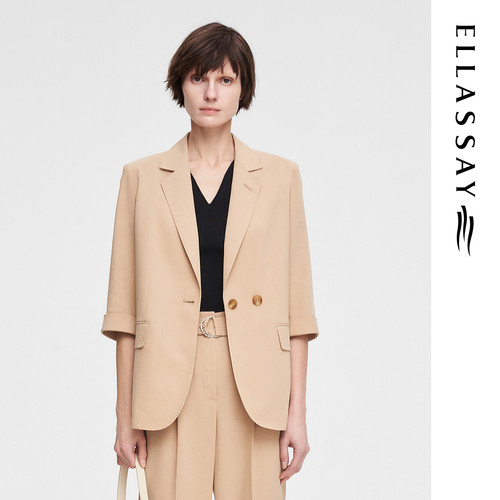 ELLASSAY歌力思夏季新款时尚设计感天丝麻经典西装女EWE352T01400