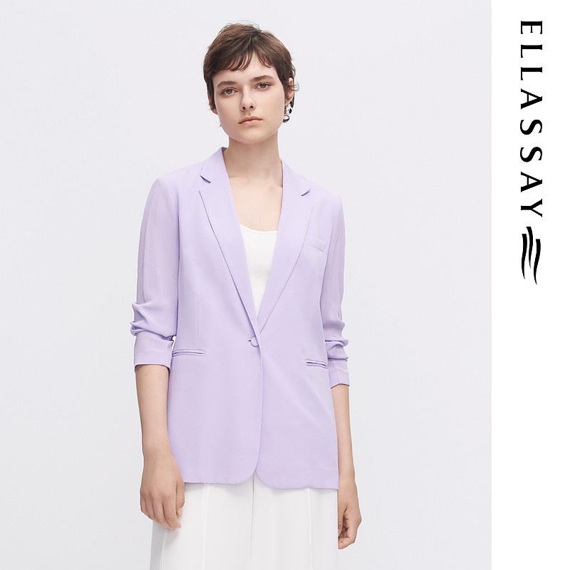 ELLASSAY歌力思夏季新款100%桑蚕丝休闲西服外套女EWF342T02700
