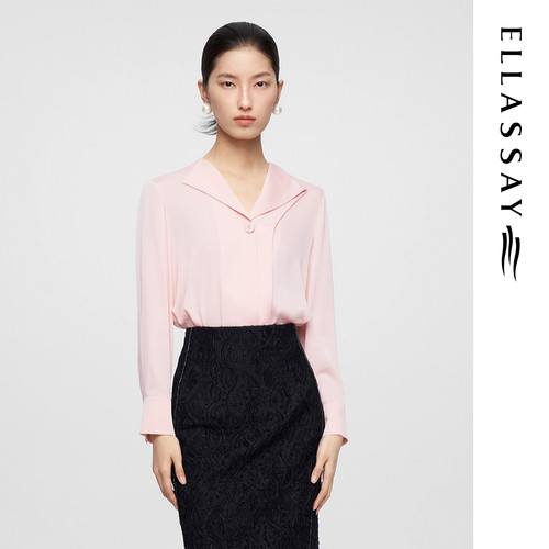 ELLASSAY歌力思秋冬新款桑蚕丝温柔通勤衬衫女EWF361C02700