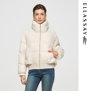 ELLASSAY歌力思冬季新款短款立领鹅绒羽绒服女EWD364L01100
