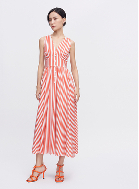 ELLASSAY歌力思春夏新款三醋酸度假风条纹连衣裙女EWE342Y09900