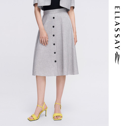 ELLASSAY歌力思夏季新款纽扣装饰高级感半身裙女EWE342Q00200