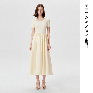 ELLASSAY歌力思春季新款棉感优雅修身针织连衣裙女EWB362Y01100