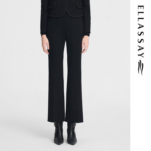 ELLASSAY歌力思秋冬新款绵羊毛摩登百搭微喇休闲裤女EWE354K03700