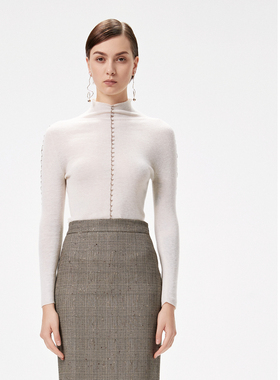 ELLASSAY歌力思秋冬新款山羊绒简约立领套头针织衫女EWF324M06200