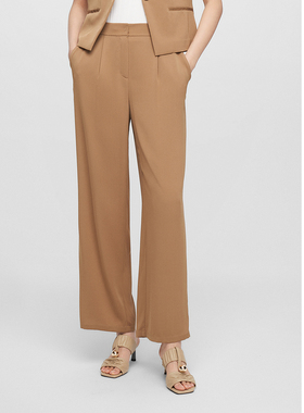 ELLASSAY歌力思春夏新款桑蚕丝高腰直筒阔腿休闲裤女EWE362K02300