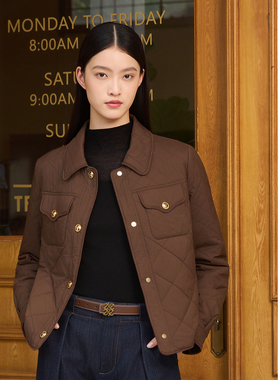 ELLASSAY歌力思2025秋季新款时尚简约翻领短款棉服女EWD363L05000