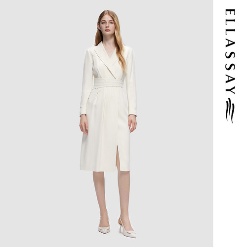 ELLASSAY歌力思秋冬新款商务通勤简约收腰连衣裙女EWD353Y04600