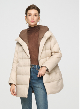 ELLASSAY歌力思2025冬季新款连帽双层领鹅绒羽绒服女EWD363L04500