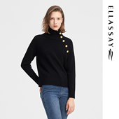 ELLASSAY歌力思秋冬新款 羊毛羊绒金扣点缀毛衫 女EWW344M06900