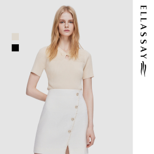 针织衫 气质镂空修身 EWD351M03100 新款 ELLASSAY歌力思2026春夏季