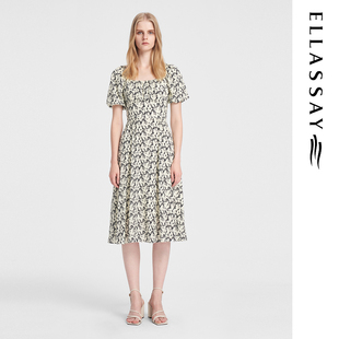 ELLASSAY歌力思夏季新款真丝法式碎花度假连衣裙女EWB352Y01000