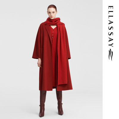 ELLASSAY歌力思秋冬新款100%山羊绒气质毛呢大衣女EWF343D03100