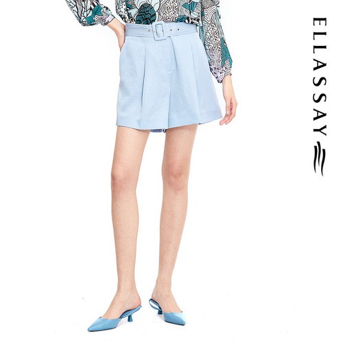ELLASSAY歌力思夏季新款桑三醋酸简约通勤西裤短裤女EWE332K06200