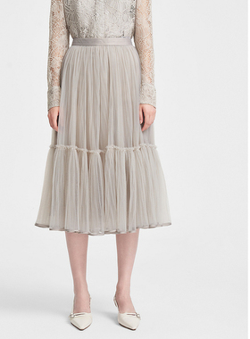 ELLASSAY歌力思2026春季新款拼接蒲公英纱裙半身裙EWE351Q00200