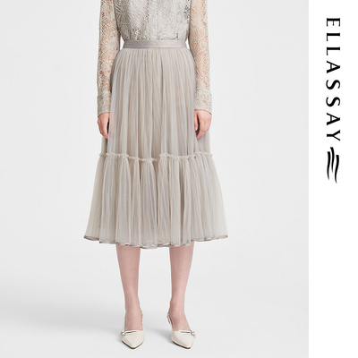 ELLASSAY歌力思2026春季新款拼接蒲公英纱裙半身裙EWE351Q00200