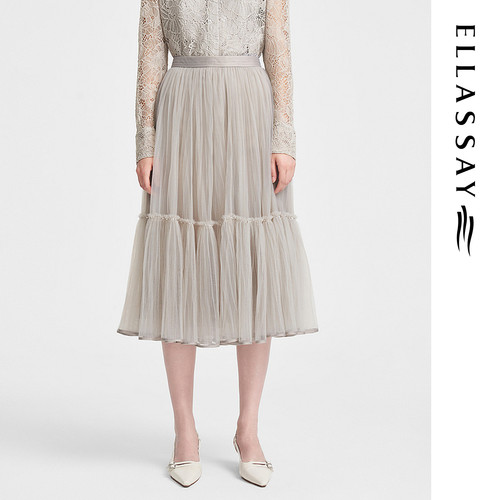 ELLASSAY歌力思2026春季新款拼接蒲公英纱裙半身裙EWE351Q00200