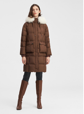 ELLASSAY歌力思秋冬新款狐狸毛保暖鹅绒羽绒服女EWW344L03000