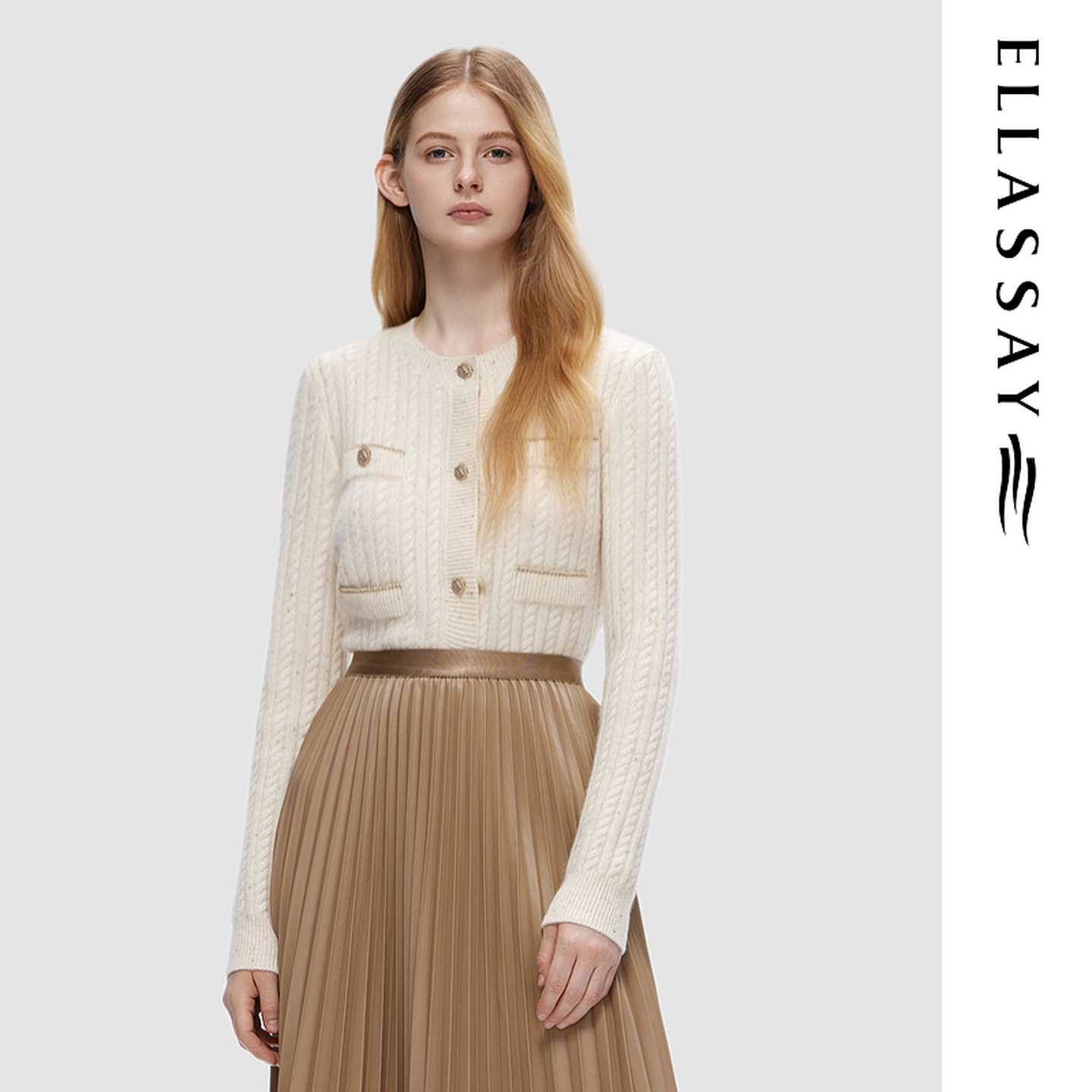 ELLASSAY歌力思秋季新款绵羊毛气质优雅针织衫EWD353M00500