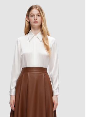 ELLASSAY歌力思秋季新款100%桑蚕丝简约通勤衬衫女EWD353C01400