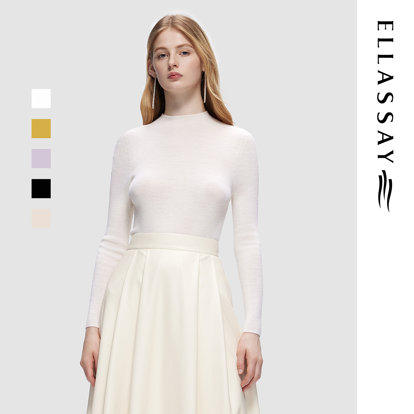 ELLASSAY歌力思秋冬新款羊毛圆领修身针织衫女EWD353M00800