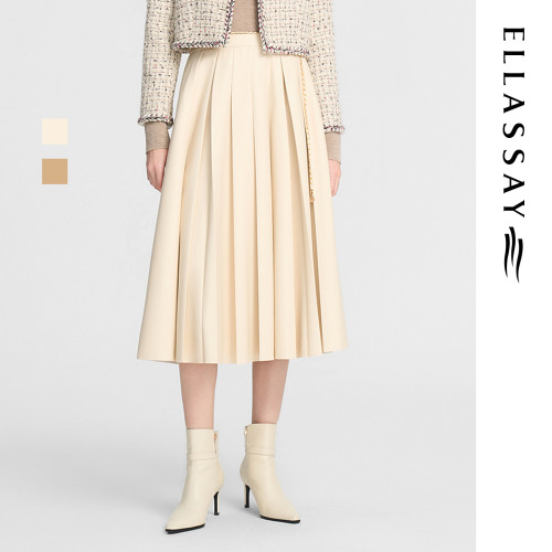 ELLASSAY歌力思秋季新款高雅艺术叠褶半身裙女EWE353Q03300