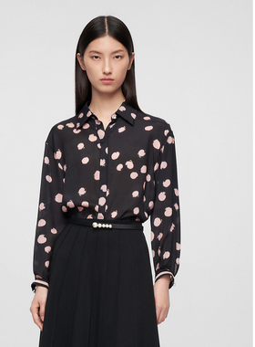 ELLASSAY歌力思早春新款桑蚕丝简约波点真两件衬衫女EWE361C02600