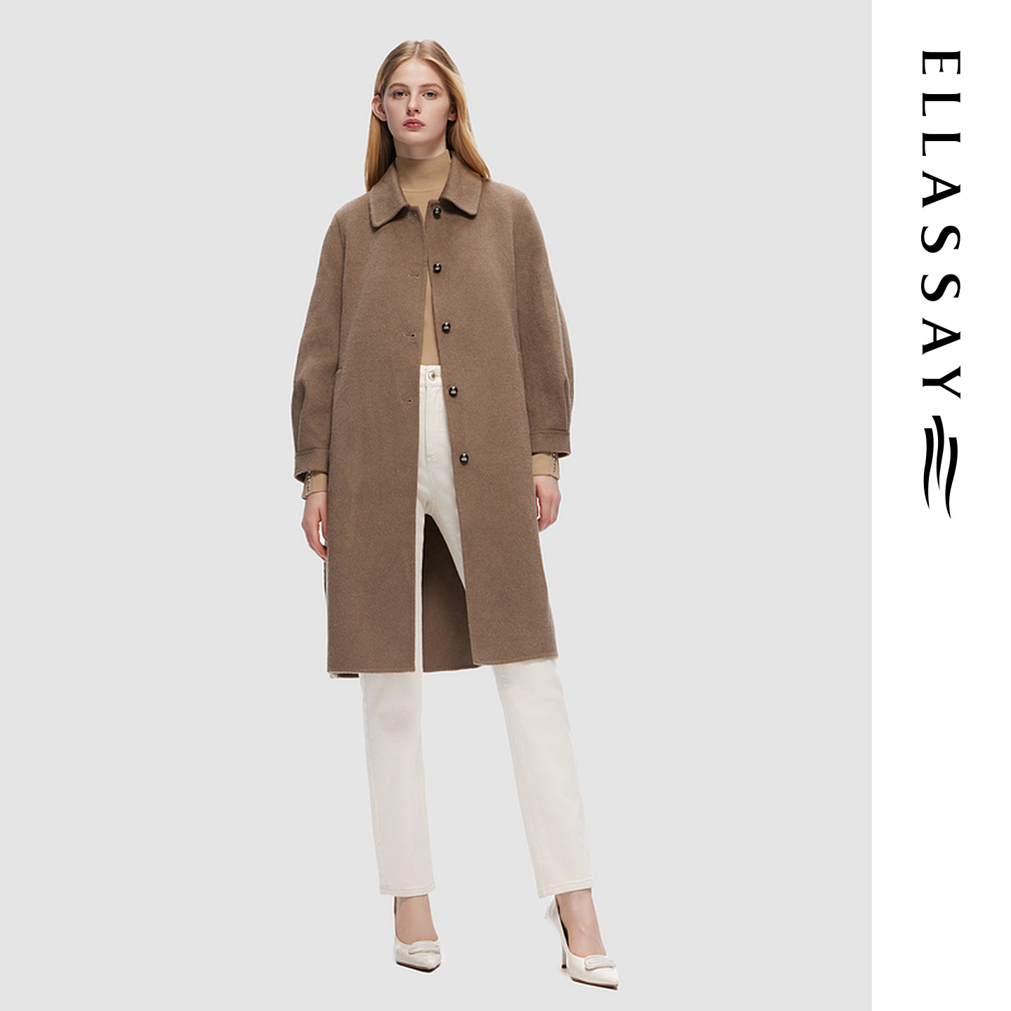 ELLASSAY歌力思秋冬新款简约优雅风毛呢大衣女EWD354D00600