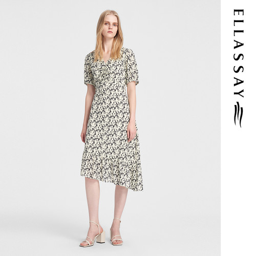 ELLASSAY歌力思夏季新款真丝法式茶歇不规则连衣裙女EWB352Y03700