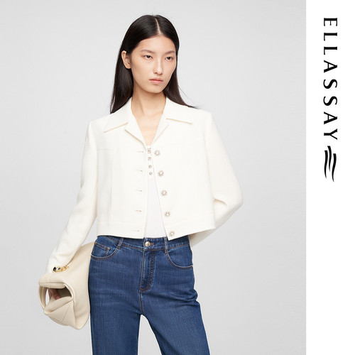 ELLASSAY歌力思早春新款优雅摩登气质箱型短款西装女EWE361T03900
