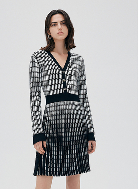 ELLASSAY歌力思冬季新款绵羊毛提花针织连衣裙EWE334M08300