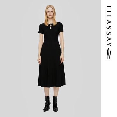 ELLASSAY歌力思早春新款时尚镂空设计感连衣裙女EWU361M00100