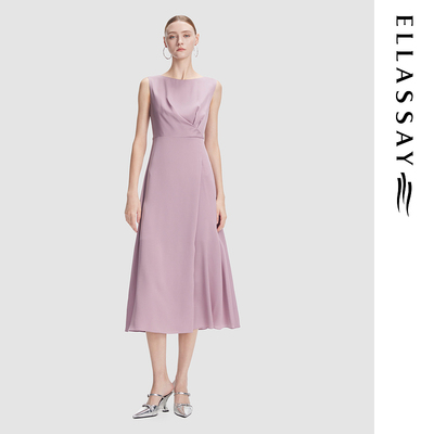 ELLASSAY歌力思2026春夏新款单侧捏褶优雅连衣裙女EWD365Y10900