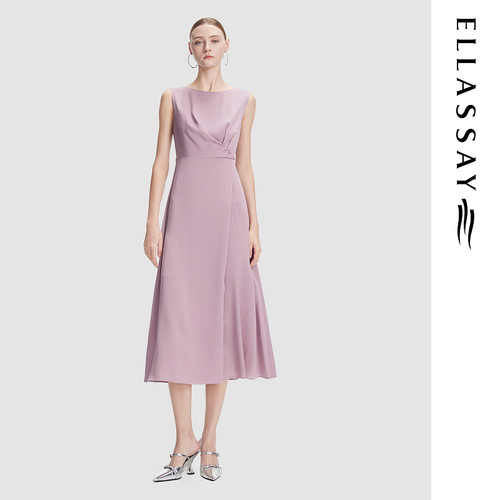 ELLASSAY歌力思2026春夏新款单侧捏褶优雅连衣裙女EWD365Y10900