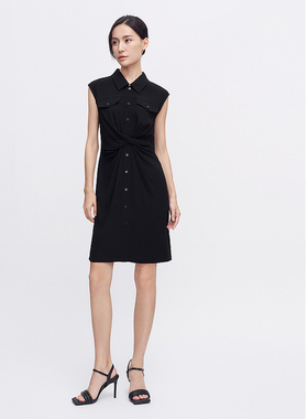 ELLASSAY歌力思夏季新款醋酸交叉扭结气质连衣裙女EWE342Y05700