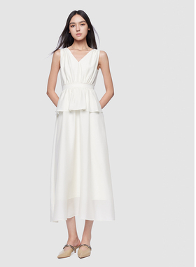 ELLASSAY歌力思2025夏季新款醋纤白色无袖连衣裙女EWD361Y22900