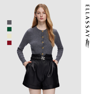 绵羊毛简约休闲圆领针织衫 女EWD353M02600 新款 ELLASSAY歌力思秋季